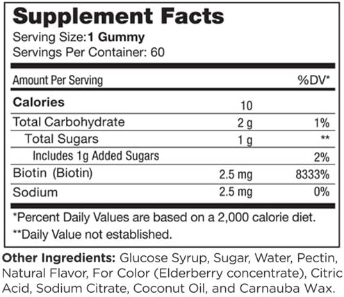 Supports skin, hair supports skin, hair Biotin Gummies, flavoured, 60c