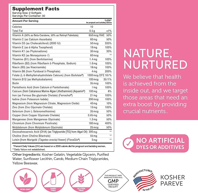 Prenatal Vitamin with DHA 300 & Folate, Multivitamin for Mother/Child.