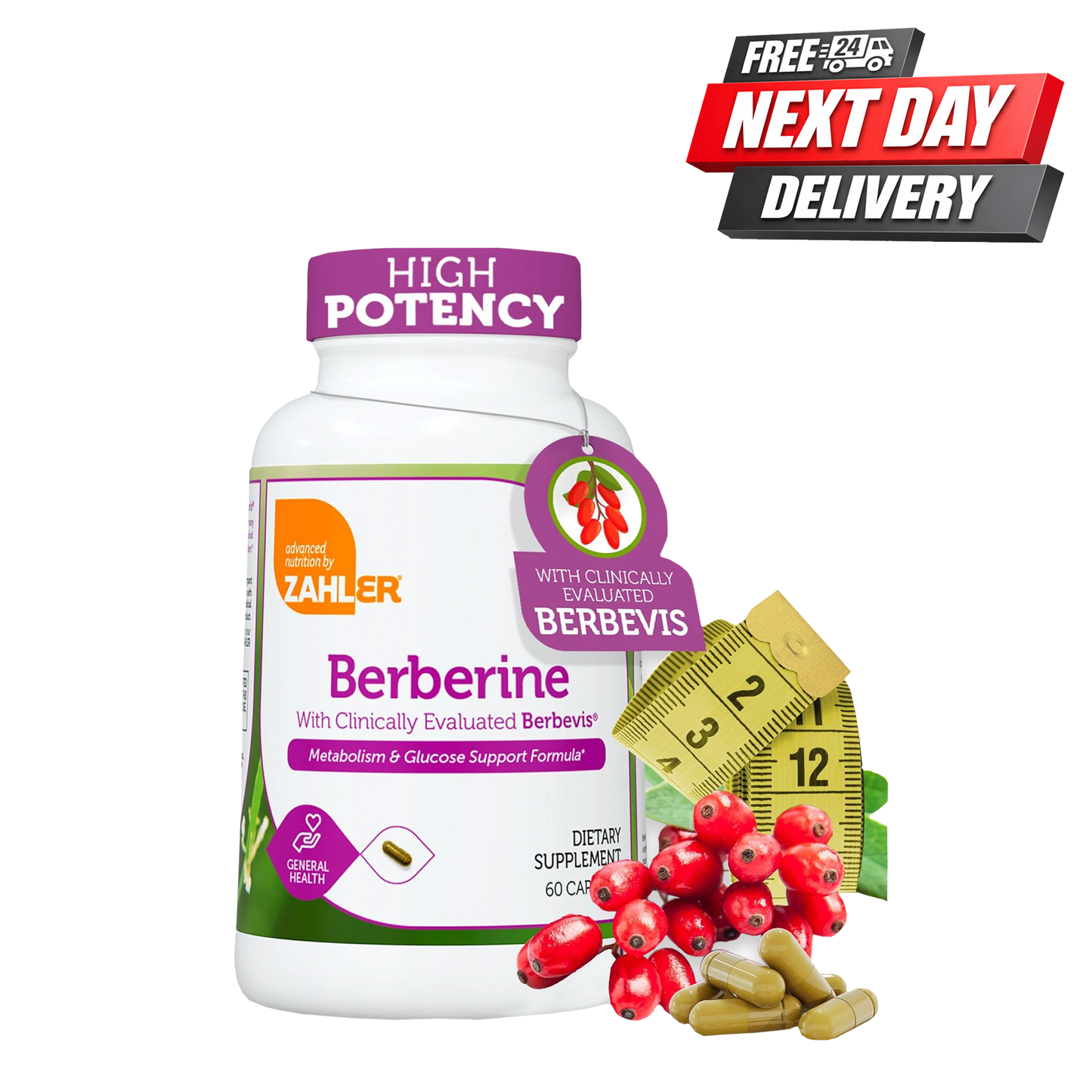 Zahler Berberine with Berbevis | Metabolism & Weight Management Support | 60 Capsules