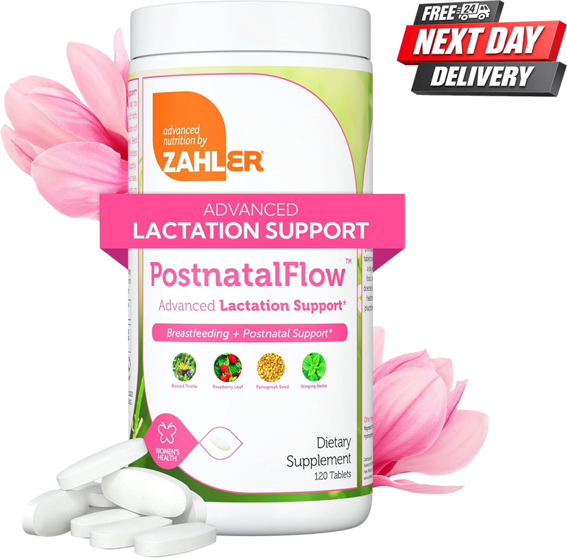 PostnatalFlow Lactation Supplement | Breastfeeding Support with 20 Herbs and Vitamins | 120 Tablets