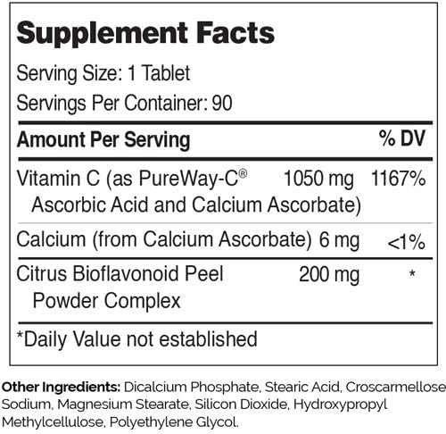 Pureway Advanced Vitamin C 1000+ mg Dietary Supplement Unflavored, 90c