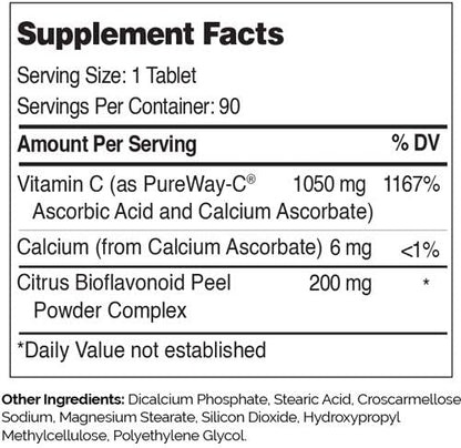 Pureway Advanced Vitamin C 1000+ mg Dietary Supplement Unflavored, 90c