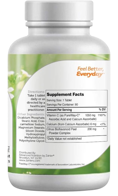 Pureway Advanced Vitamin C 1000+ mg Dietary Supplement Unflavored, 90c