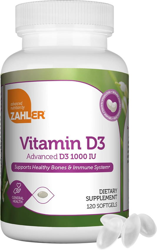 Vitamin D3, 1000 IU, D3 & K2 Bone Density & Calcium Absorption, 60 Capsules