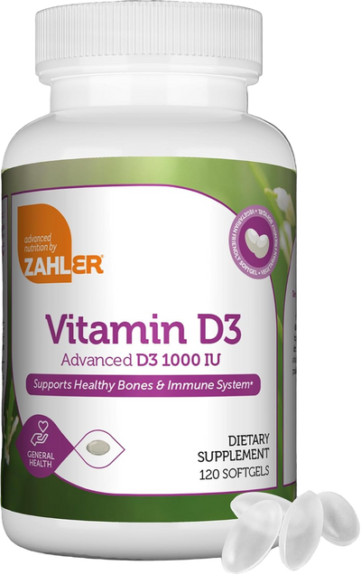 Vitamin D3, 1000 IU, D3 & K2 Bone Density & Calcium Absorption, 60 Capsules