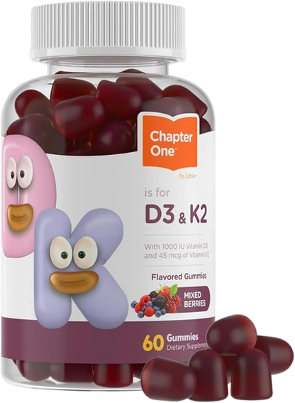 Chapter One, D3 K2 Vitamin, Contains 1000IU, Berry, 60c