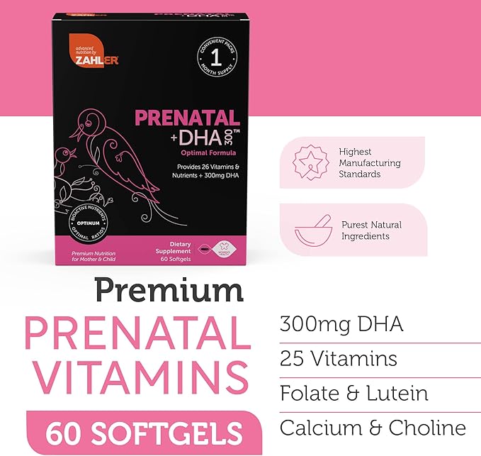 Prenatal Vitamin with DHA 300 & Folate, Multivitamin for Mother/Child, 60c