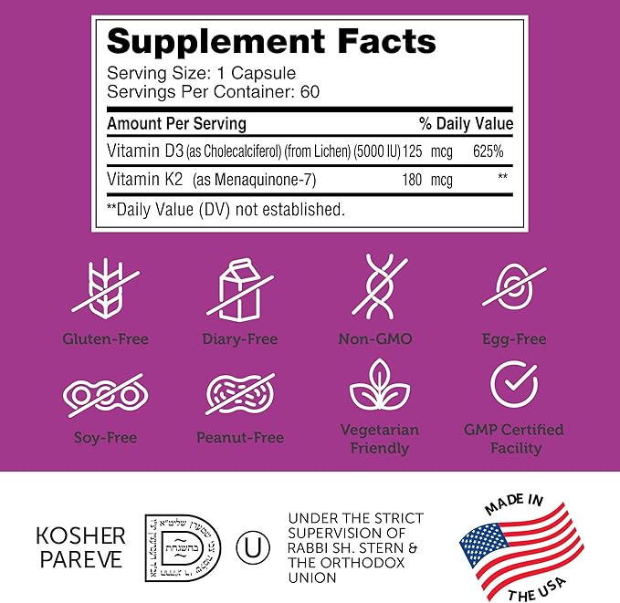 Vitamin D3 and K2 Capsules