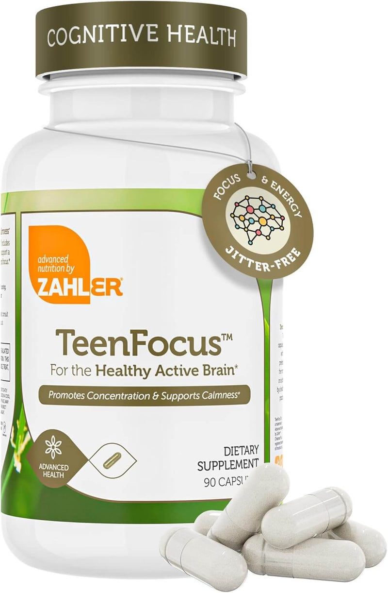 TeenFocus Brain Supplement for Focus and Concentration | Citicoline L-Theanine | 90 Capsules