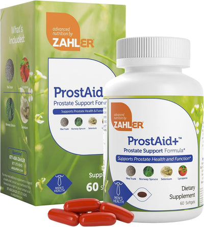 ProstAid+ Prostate Supplements for Men with Lycopene & Norway Spruce for Urine Flow, Prostate Support - Made in USA, Kosher - Prostate Health Supplements for Men (60 Vegetarian Softgels)