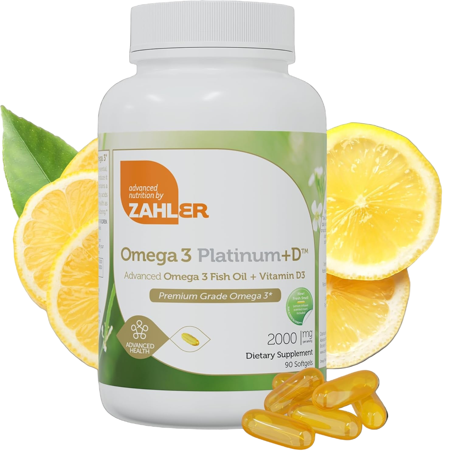 Adult Omega 3 Platinum +D All-Natural Pure Fish Oil Supplement, 90c