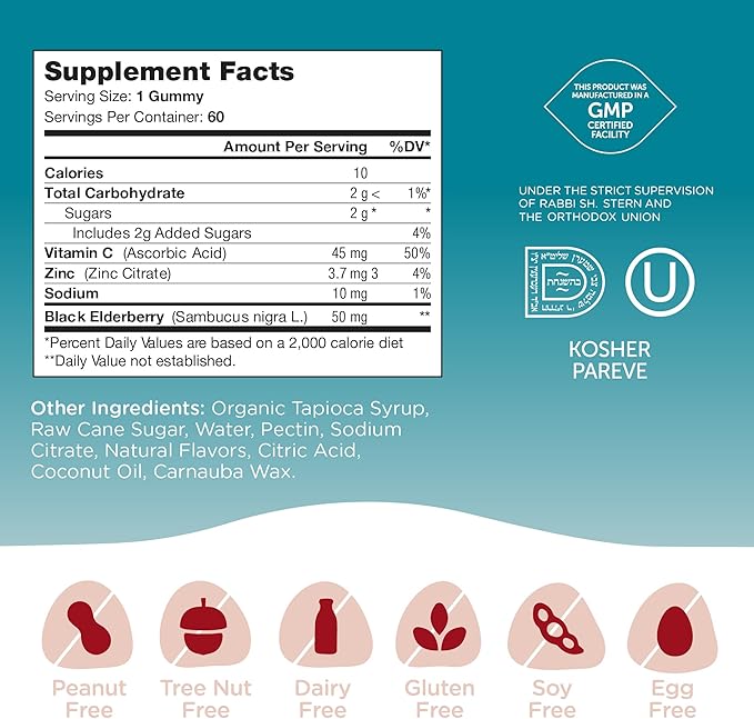 Chapter One, Immunity Gummies, Vitamin C, Zinc and Elderberry, 60c