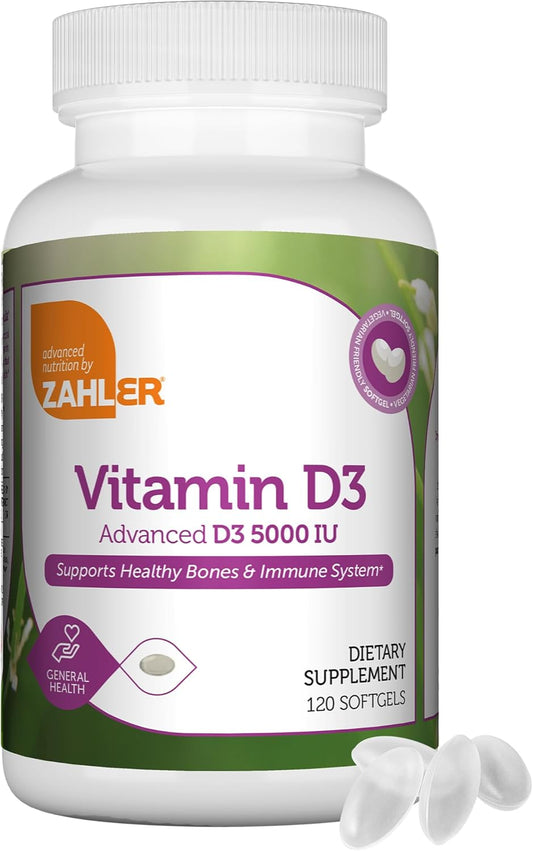 Zahler Advanced Vitamin D3 5000 IU Teeth & Muscle Health Supplement 120 Softgels