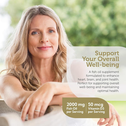 Adult Omega 3 Platinum +D All-Natural Pure Fish Oil Supplement, 90c