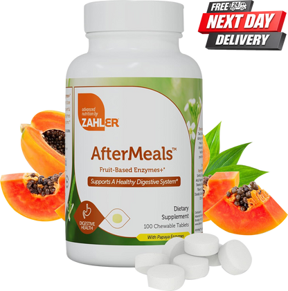 AfterMeals Digestive Enzyme Supplement Bottle, Fruit-Based Chewable Tablets, 100 Count