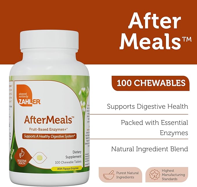 Supplement Facts Panel for AfterMeals Digestive Enzymes Showing Papaya and Bromelain Dosage