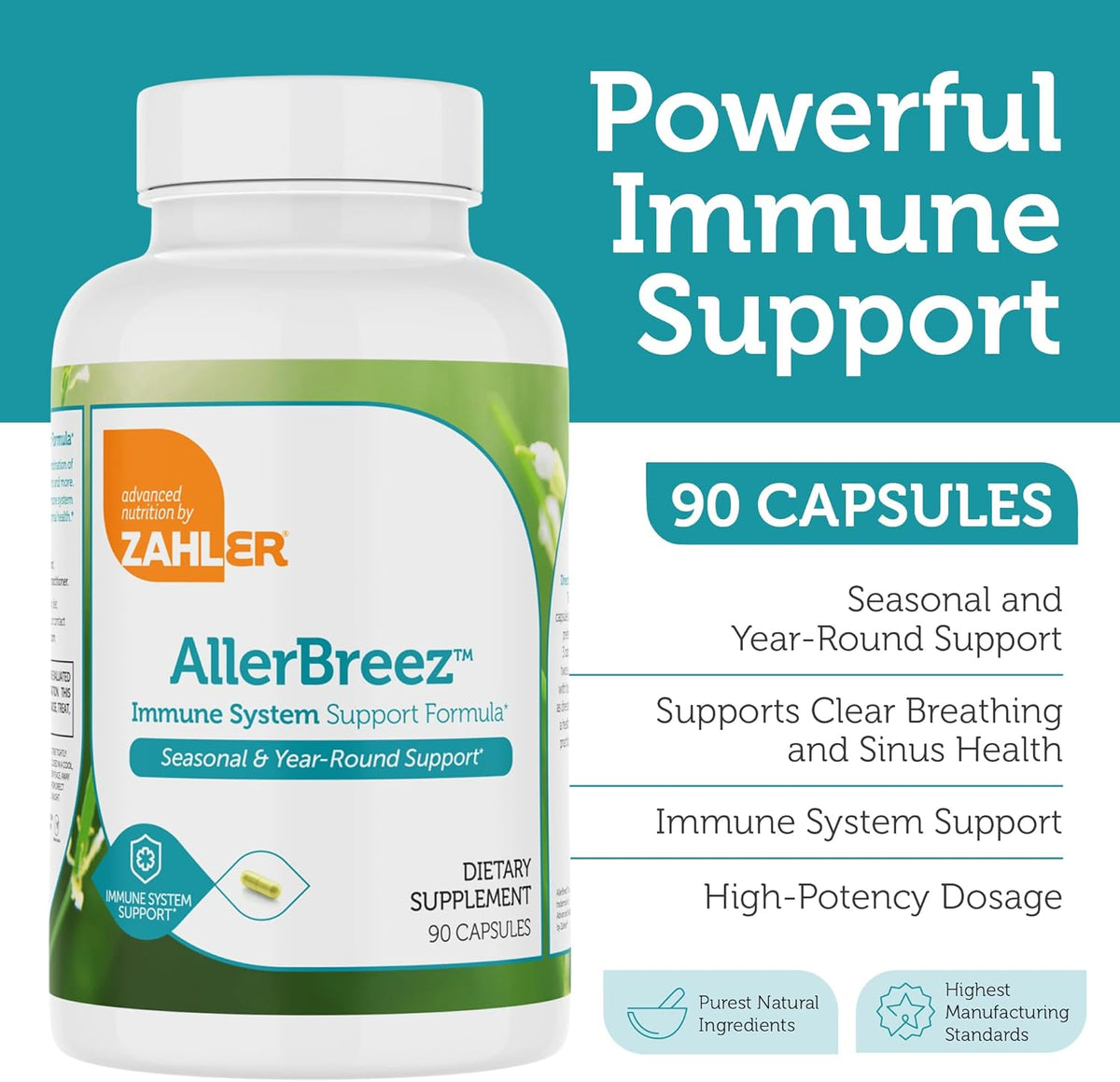 AllerBreez Supplement Facts Label – Quercetin, MSM and Vitamin C Dosage
