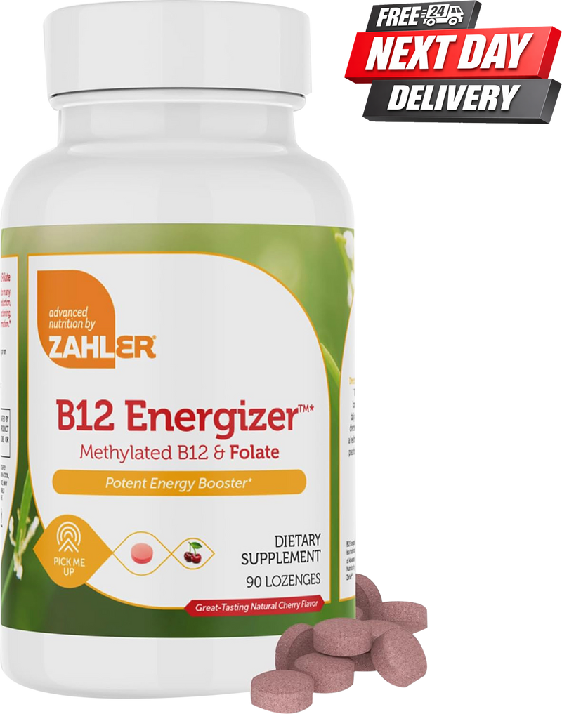 Vitamin B12 Tablets with Folic Acid | Methylated B12 and Folate Lozenges | 90 Count