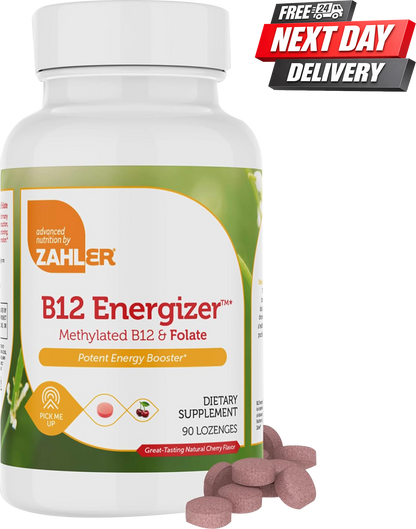 B12 Energizer bottle with vitamin B12 and folic acid tablets, 90 count