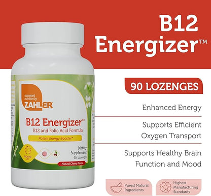 Supplement facts label for B12 Energizer showing 1000mcg methylcobalamin B12