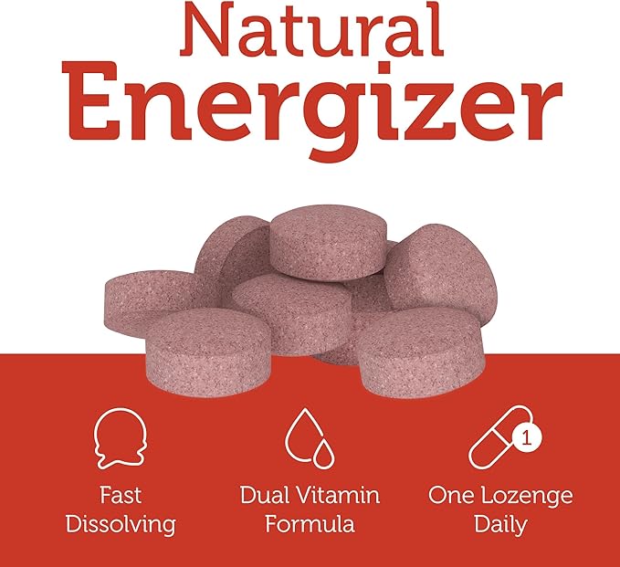 B12 Energizer ingredients infographic for energy booster and brain fog supplement