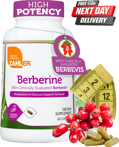 Zahler Berberine with Berbevis | Metabolism & Weight Management Support | 60 Capsules