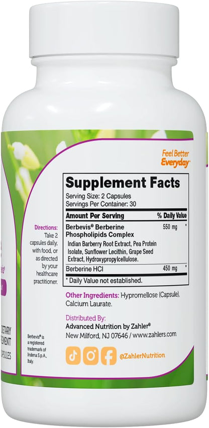 Berberine Supplement Bottle Side Label – Kosher and Halal Metabolism Formula