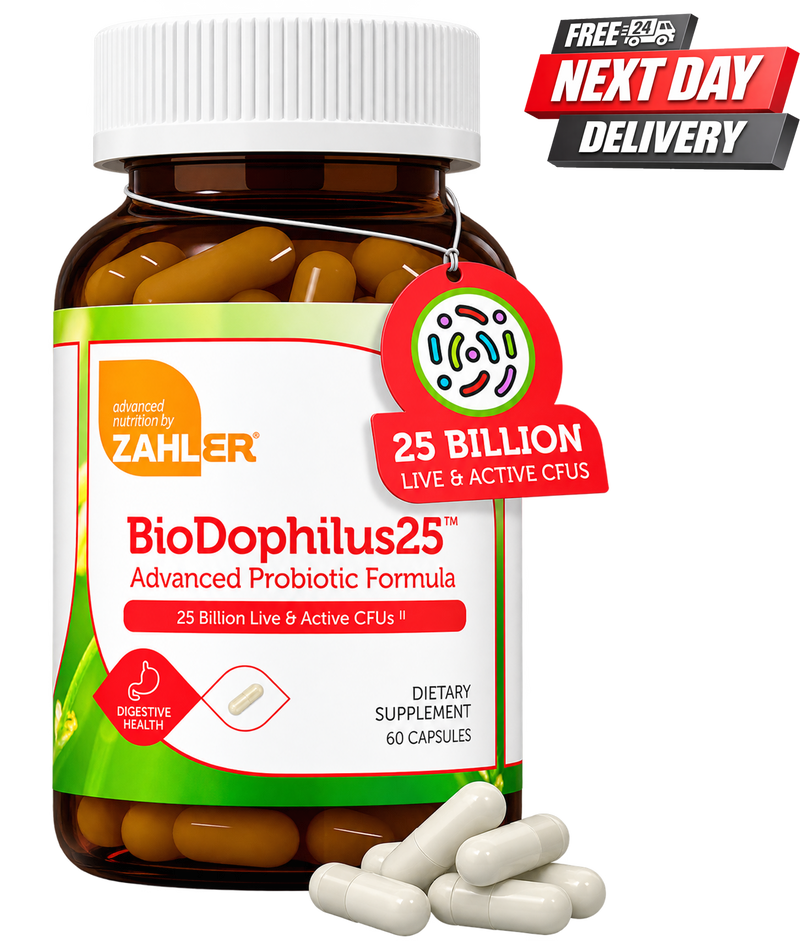 BioDophilus25 Probiotic Capsules with Prebiotic | 25 Billion CFU Gut Health | 60 Capsules
