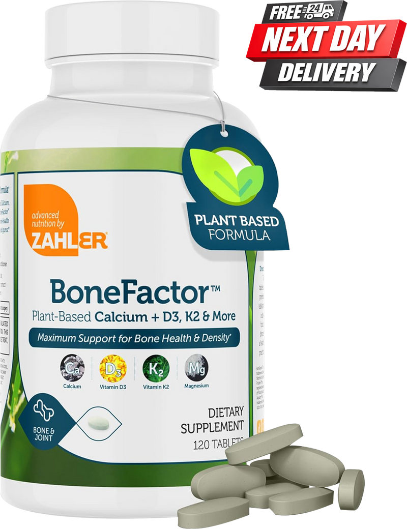 BoneFactor Calcium Tablets with Vitamin D3 K2 and Magnesium | Bone Strength | 120 Tablets