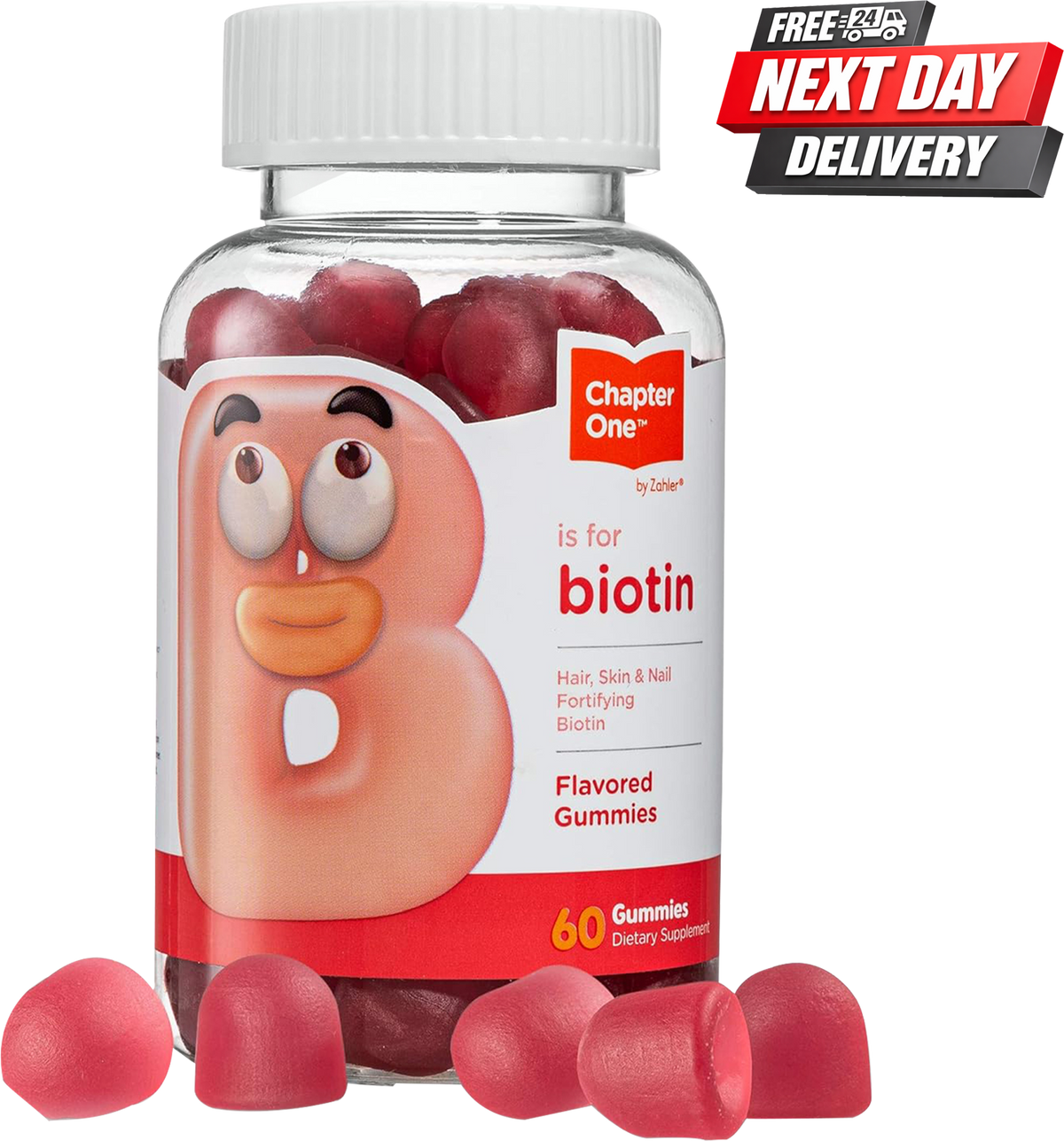 Chapter One Biotin Gummies bottle for hair skin and nails support, 60 count