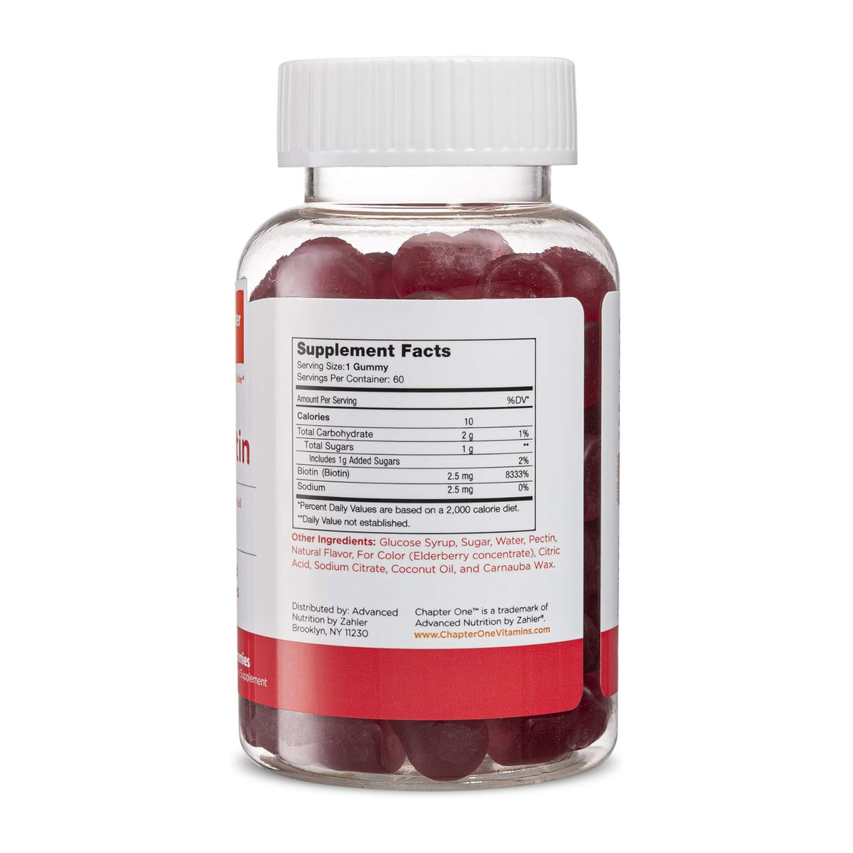 Zahler Chapter One Biotin Gummies bottle angled view for hair growth gummies
