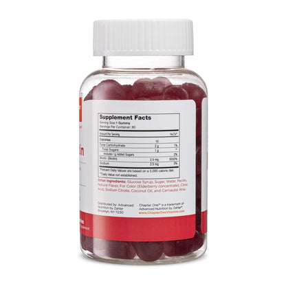 Zahler Chapter One Biotin Gummies bottle angled view for hair growth gummies