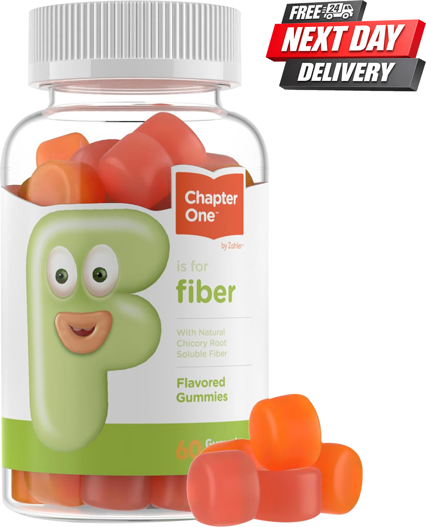 Chapter One Fiber Gummies bottle with natural chicory root for kids digestive health, 60 count