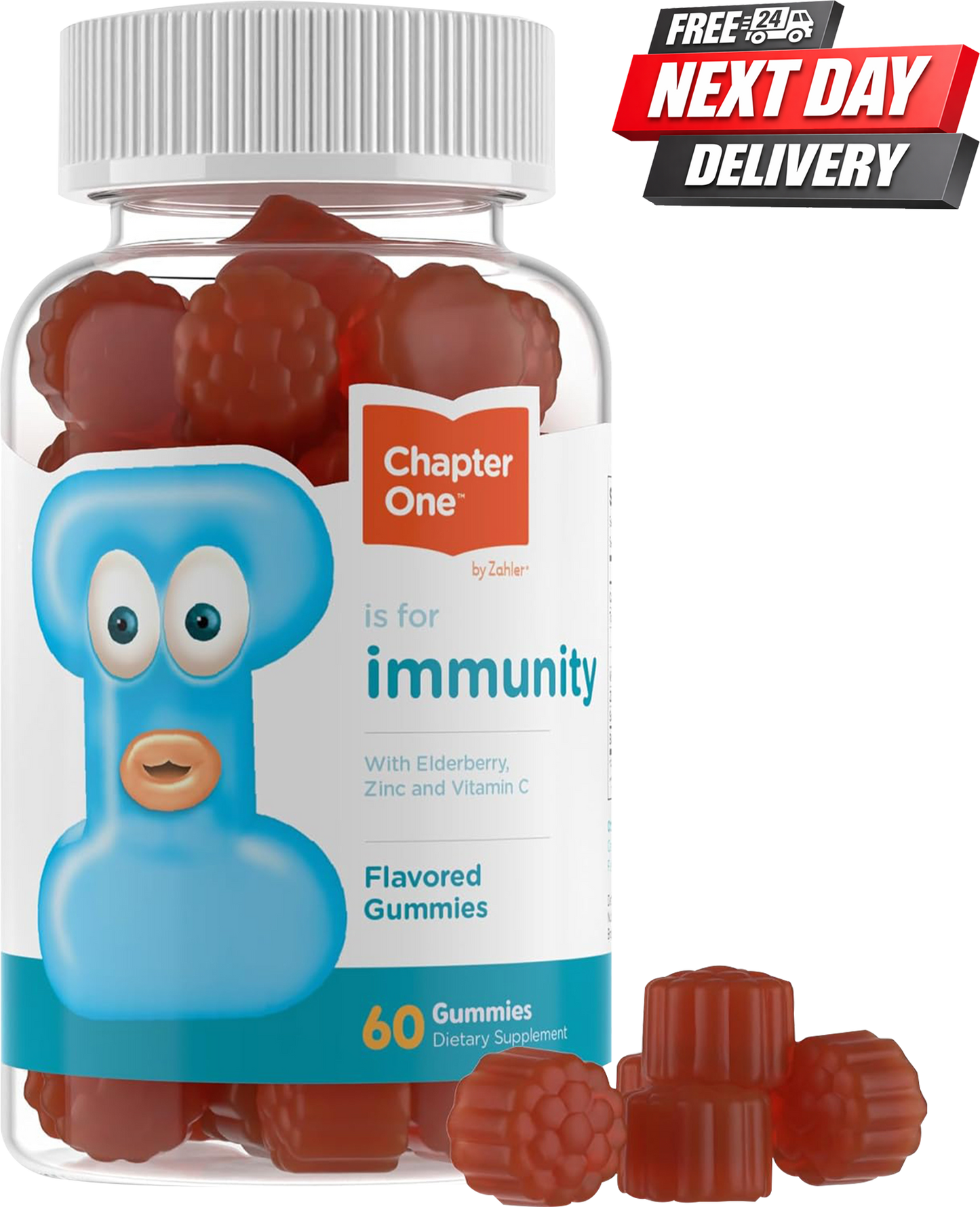 Chapter One Immunity Gummies bottle with Vitamin C, Zinc and Elderberry for kids, 60 count