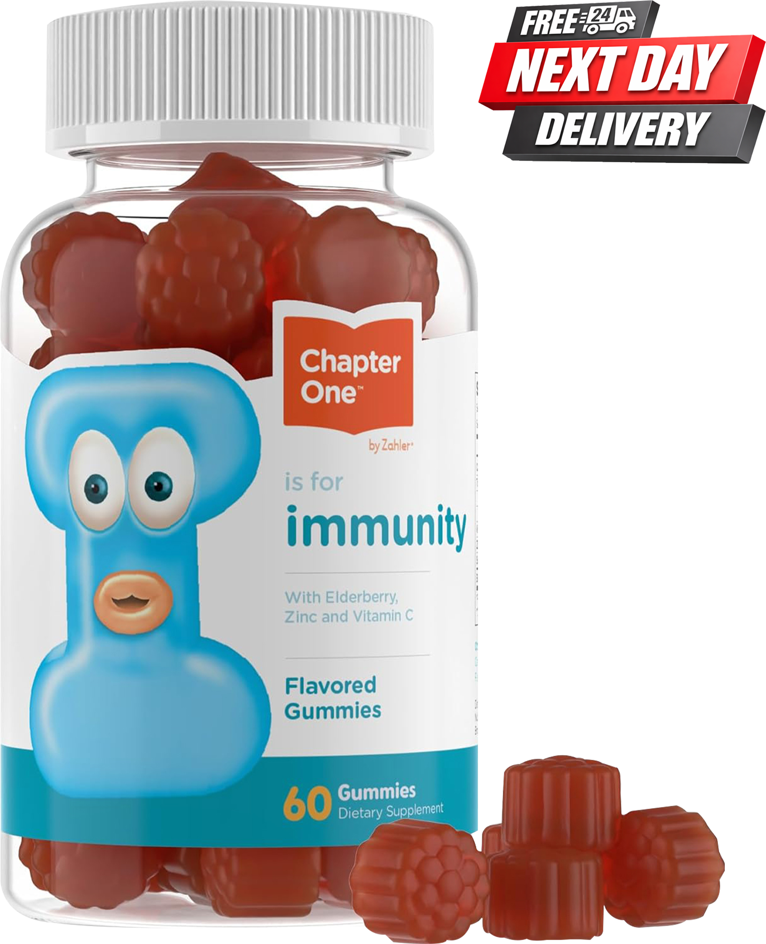 Chapter One Immunity Gummies bottle with Vitamin C, Zinc and Elderberry for kids, 60 count