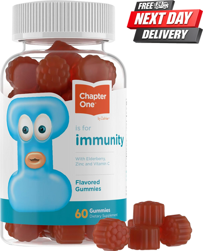 Chapter One Immunity Gummies bottle with Vitamin C, Zinc and Elderberry for kids, 60 count