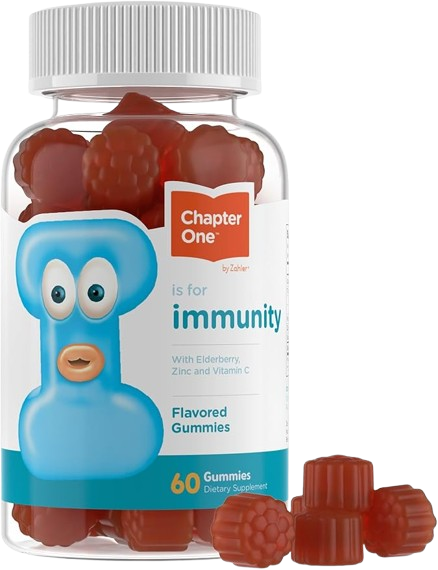 Chapter One Immunity Gummies 60 count kids vitamin c and elderberry gummies serving size