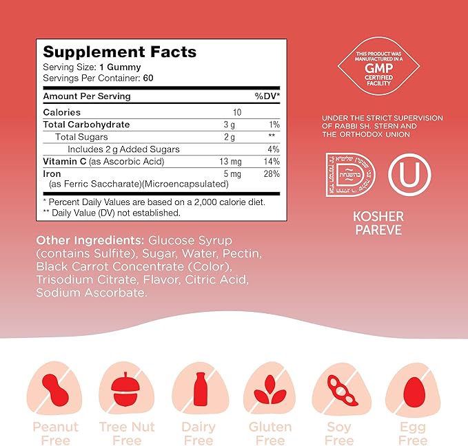 Zahler Chapter One Iron Gummies bottle angled view for children's iron supplement
