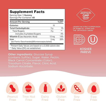 Zahler Chapter One Iron Gummies bottle angled view for children's iron supplement