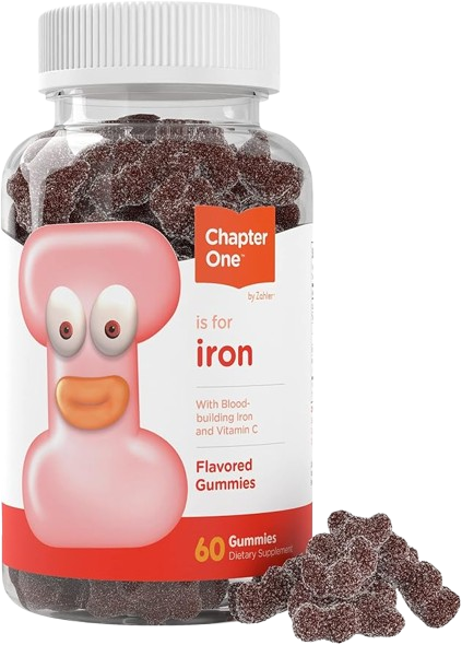 Chapter One Iron Gummies 60 count bottle for kids iron supplement with vitamin c