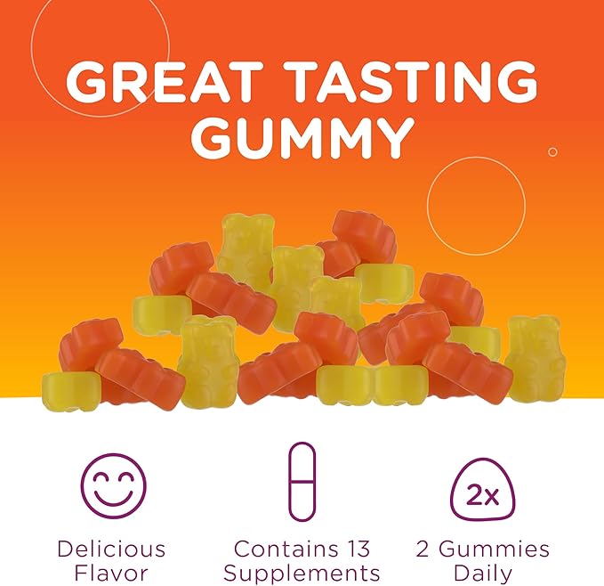 Chapter One Kids Multivitamin Gummies ingredients infographic for bone health and immune support