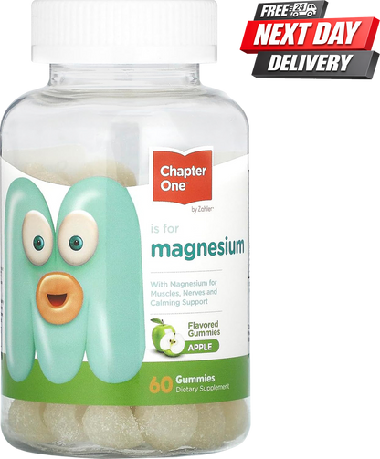 Chapter One Magnesium Gummies Apple flavour bottle with 100mg magnesium citrate, 60 count