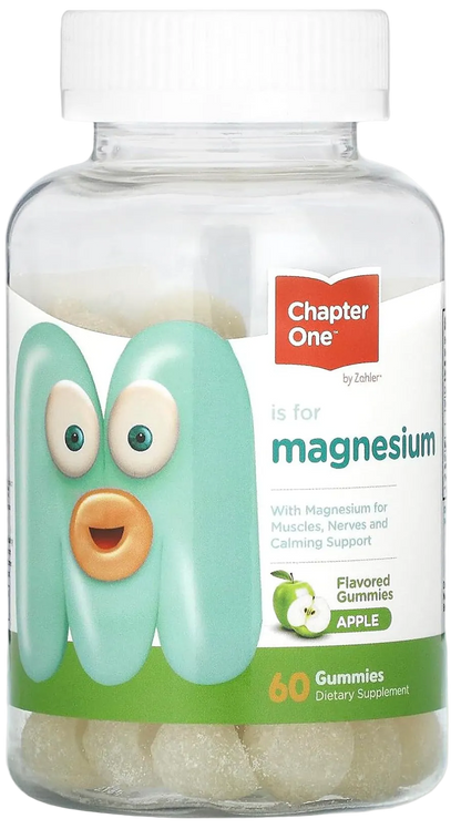 Supplement facts label for Chapter One Magnesium Gummies showing 100mg Magnesium Citrate per serving