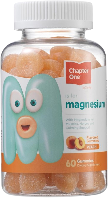 Chapter One Magnesium Gummies Peach 60 count bottle for kids magnesium supplement uk