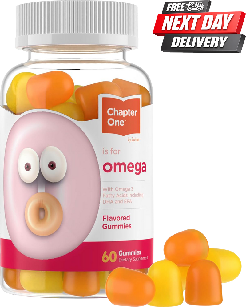 Chapter One Omega 3 Gummies for Kids | Vegetarian DHA and Omega for Brain Support | 60 Gummies