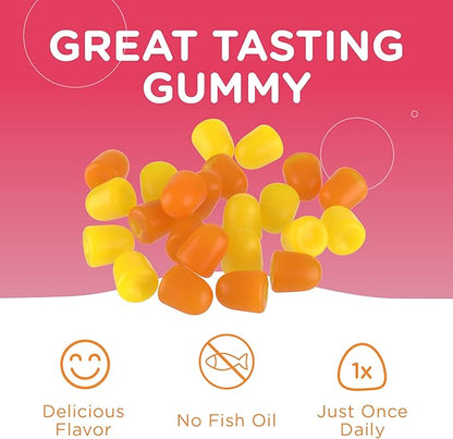 Chapter One Omega 3 Gummies ingredients infographic for focus, memory and eye health support