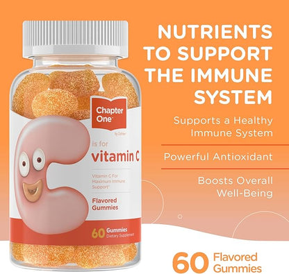 Orange Flavoured Vitamin C Gummies Bottle for Kids Daily Immune Support