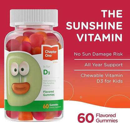 Vitamin D3 Gummies Bottle for Children's Bone Health and Immune Function