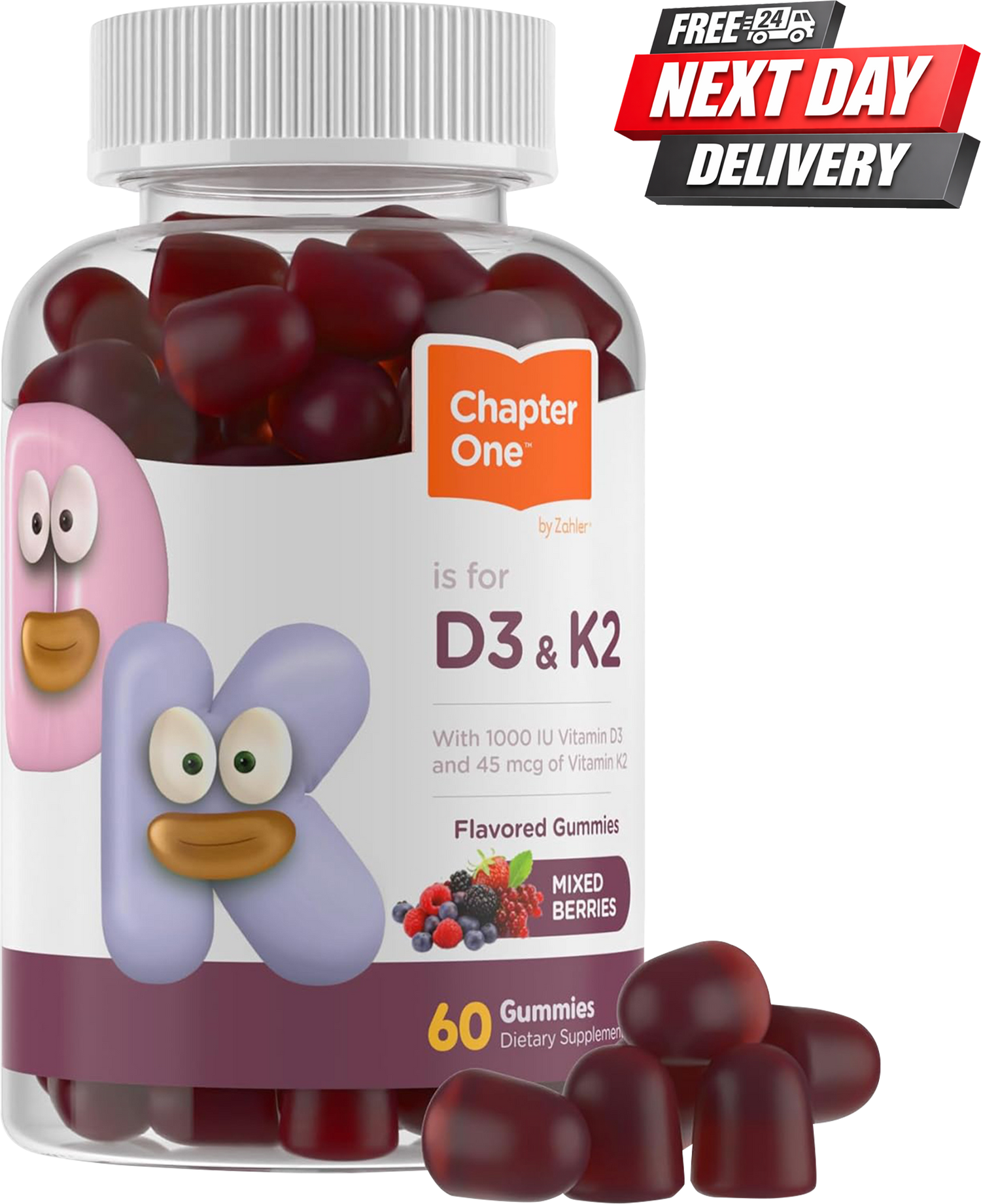 Chapter One Vitamin D3 K2 Gummies for Kids Bone and Calcium Absorption Support