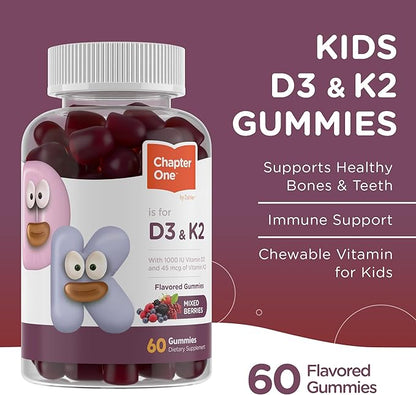 Vitamin D3 K2 Gummies Bottle for Children's Bone Health and Immune Support